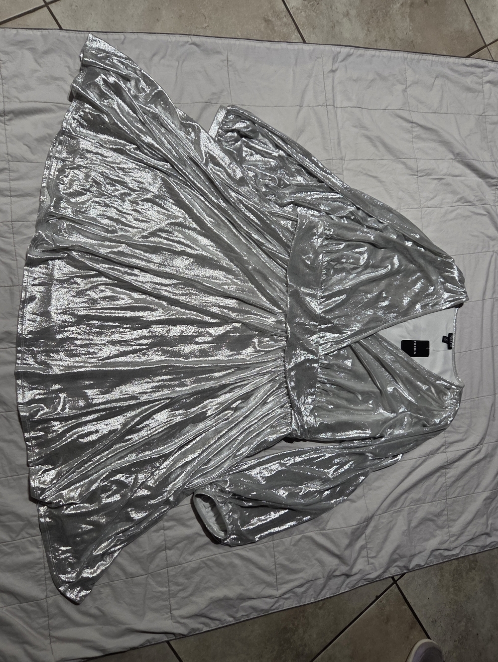 Torrid Silver Metallic Wrap Dress - Picture 5 of 9